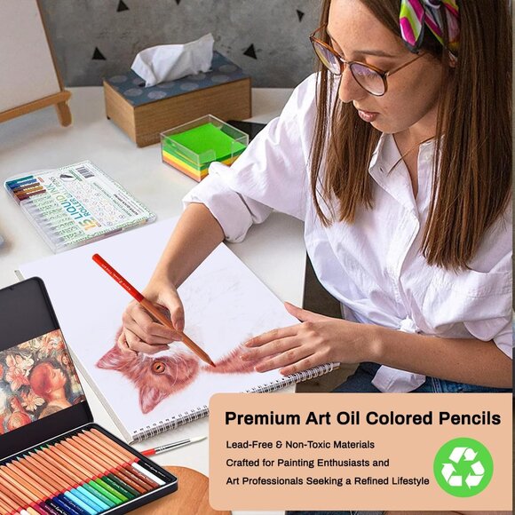 Oil-based Colored Pencils Set for Adult Professional Coloring 3.7mm Thick Core U - Picture 7 of 7